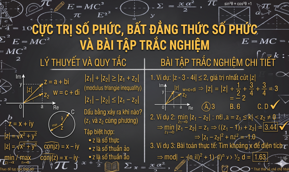 Cực trị số phức, bất đẳng thức số phức và bài tập trắc nghiệm