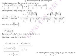 Phương trình đường thẳng đi qua 2 điểm cực trị