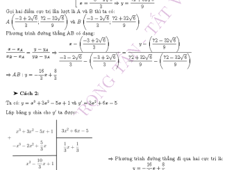 Phương trình đường thẳng đi qua 2 điểm cực trị