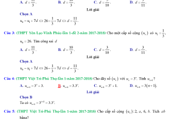 Bài tập cấp số cộng, cấp số nhân, dãy số có giải chi tiết