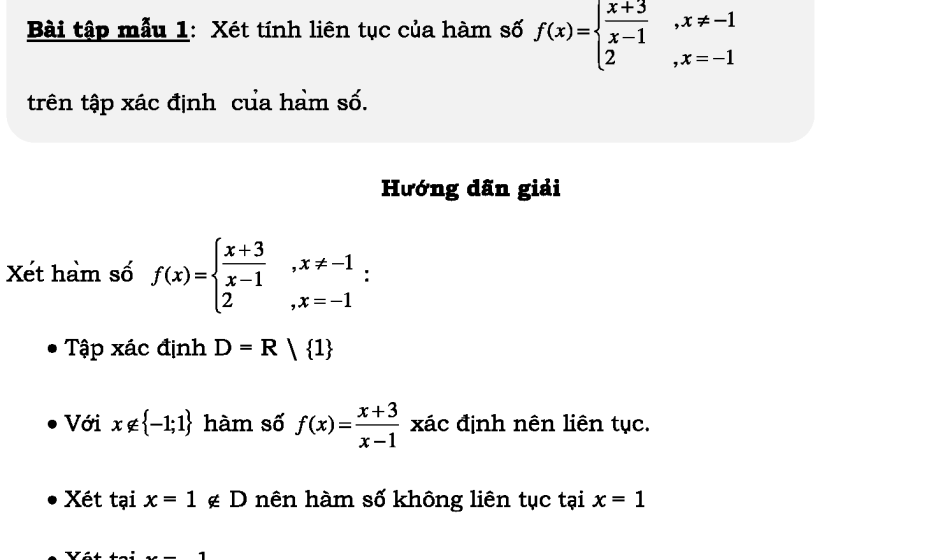 Bài tập hàm số liên tục có lời giải- Đại số lớp 11
