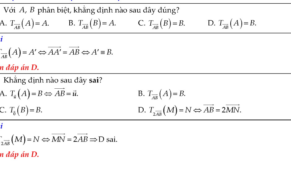 Bài tập phép tịnh tiến có lời giải chi tiết – Hình học 11