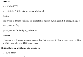 Tóm tắt lý thuyết hóa học 10 Học Kì 1
