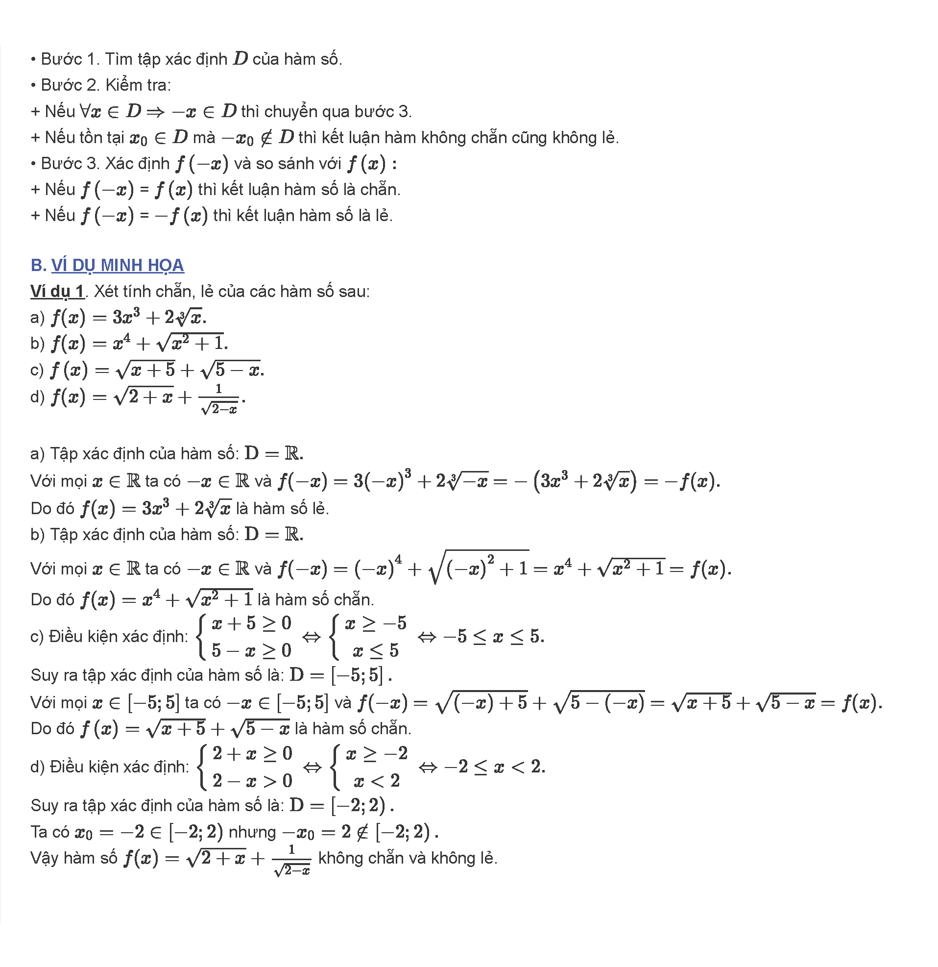 cách xét tính chẵn lẻ của hàm số bằng máy tính