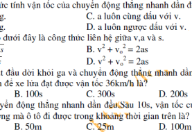 Bài tập chuyển động thẳng biến đổi đều có lời giải chi tiết