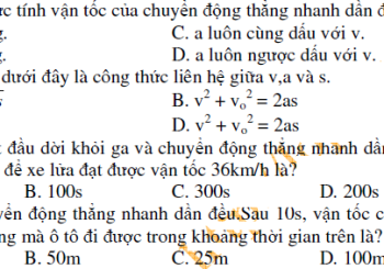 Bài tập chuyển động thẳng biến đổi đều có lời giải chi tiết