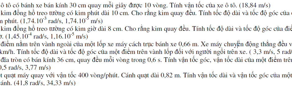 Bài tập chuyển động tròn đều có lời giải chi tiết