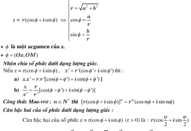 Các công thức toán lớp 10, lớp 11 và lớp 12