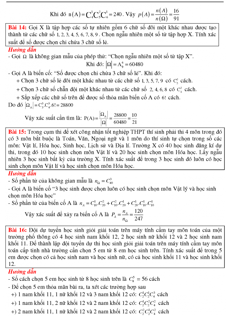 Cách tính xác suất và một số bài tập xác xuất hay nhất - TÀI LIỆU RẺ