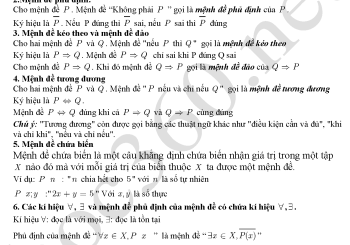 Xét tính đúng sai của mệnh đề và bài tập ứng dụng